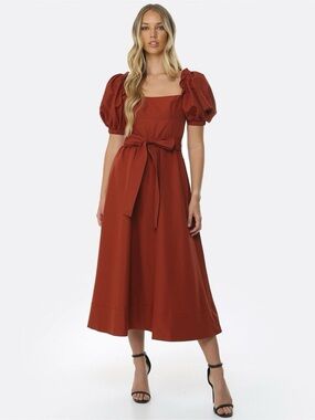 NWT / Self-Portrait Taffeta Dress in Rust / Size 4